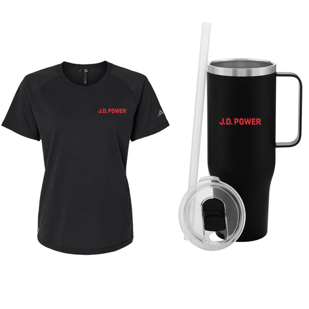 Adidas Womens Sport T-Shirt & Drinkware Combo - J.D. Power Gift 2024